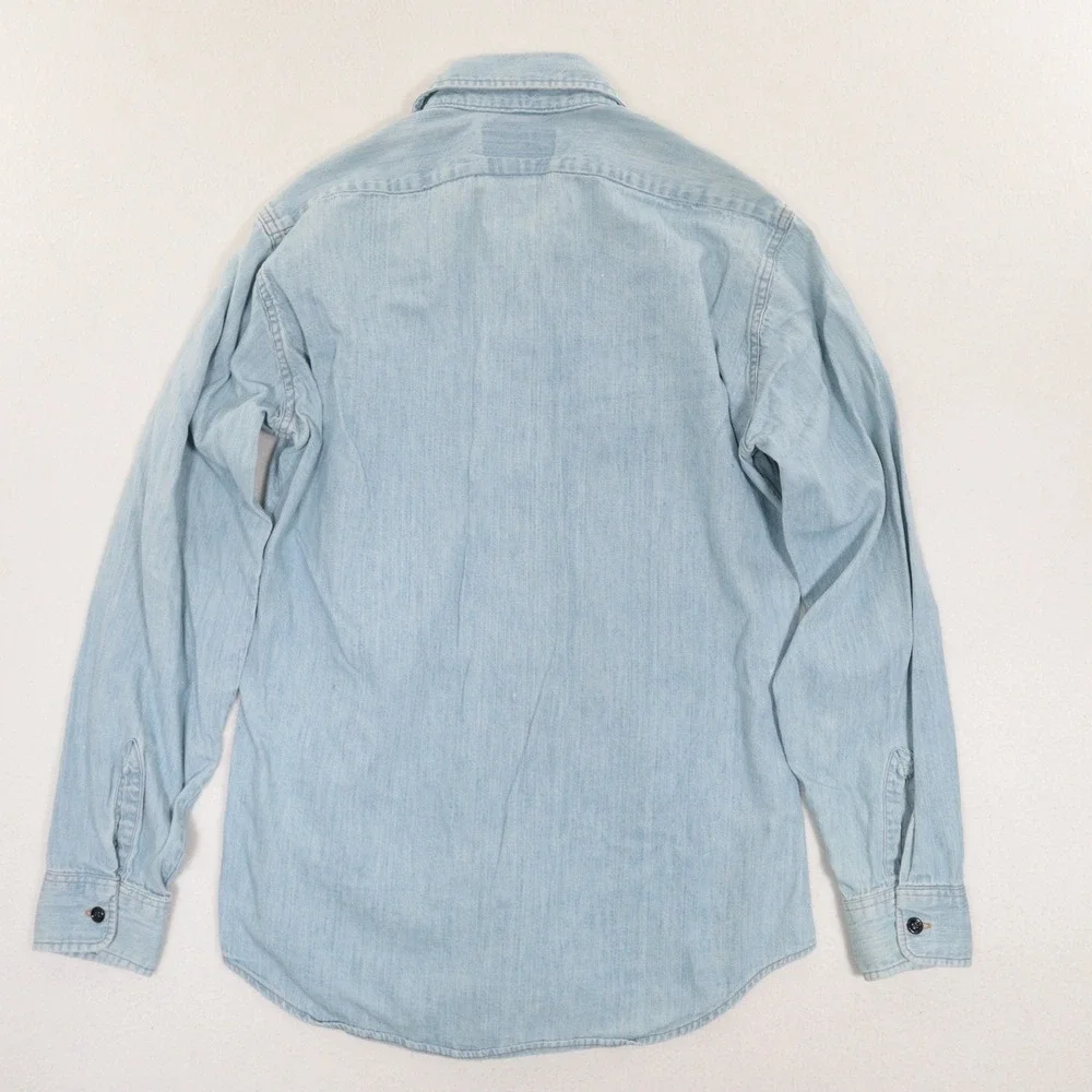 VTG Levi's Denim Shirt Western Workwear Orange Tab Light Wash Cotton USA Men M
